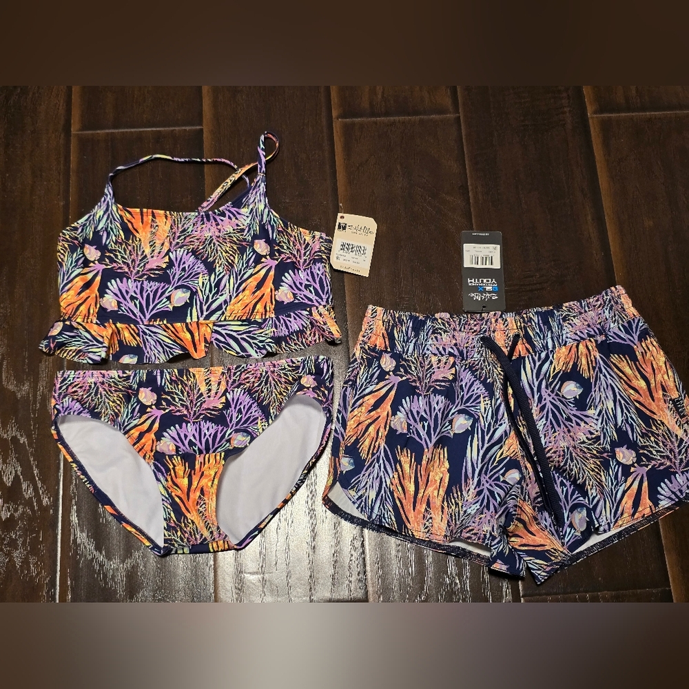 Girls SaltLife 2 piece bakini swimsuit and shorts 16 large brand new swim Salt